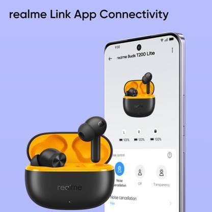 Realme Buds T200 Lite 48 hours battery Bluetooth Earbuds TWS (Volt Black) (Battery Life: 48 hours)